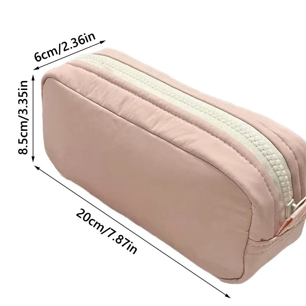 High Quality Solid Color Pen Bag Large Capacity Zipper Design Stationery Bag Portable Pen Box Back To School