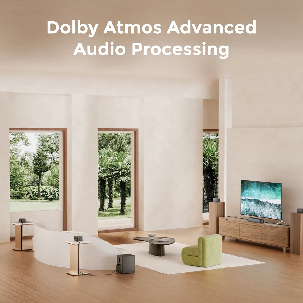 ULTIMEA 500W 7.1ch Dolby Atmos Soundbar with Wireless Subwoofer & 4 Surround Speakers, Home Theater System with APP Control