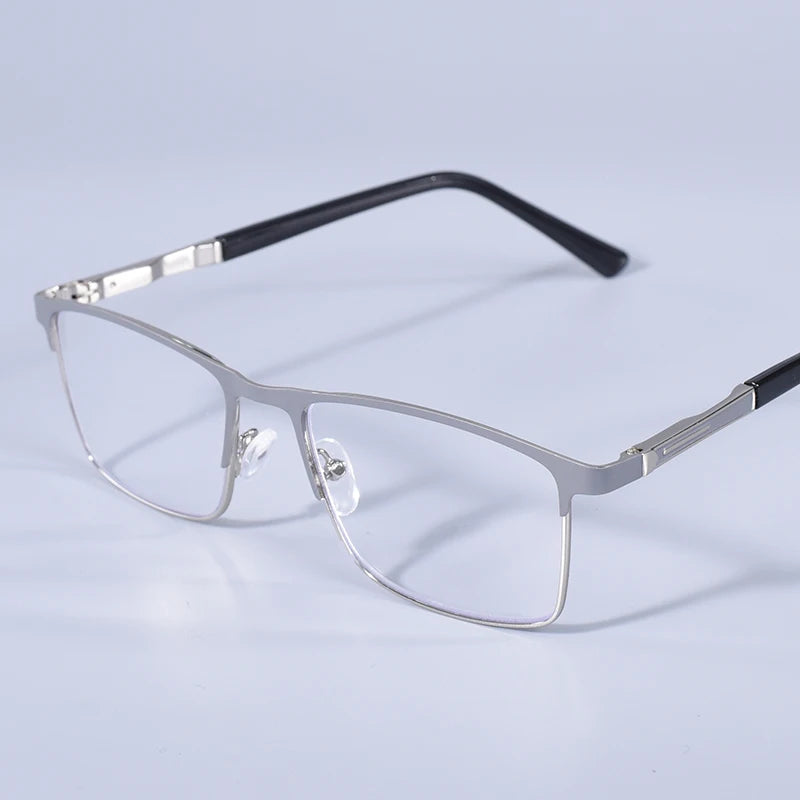 Fashion Large Frame Square Reading Glasses Double Color Prescription Eyeglasses For Men With Spring Hinge +125+175+225+275