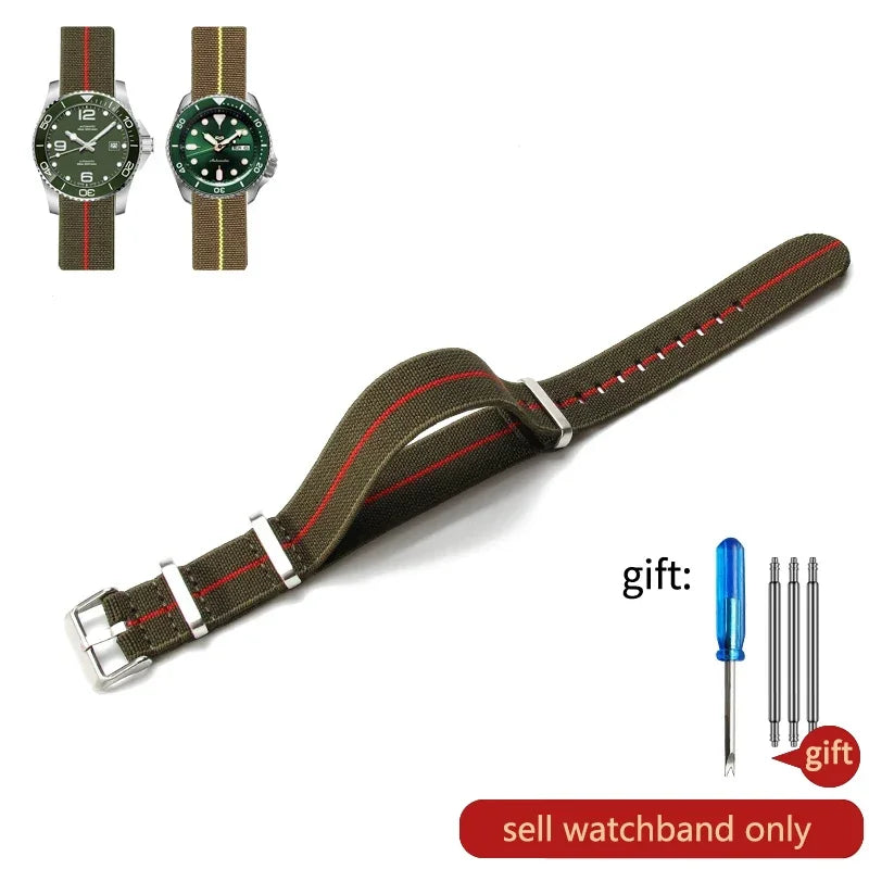 60's French Army Watch Strap for Nylon Watchband for Rolex Seiko Tudor Rolex Black Green Water Ghost Omega Woven Watch Band