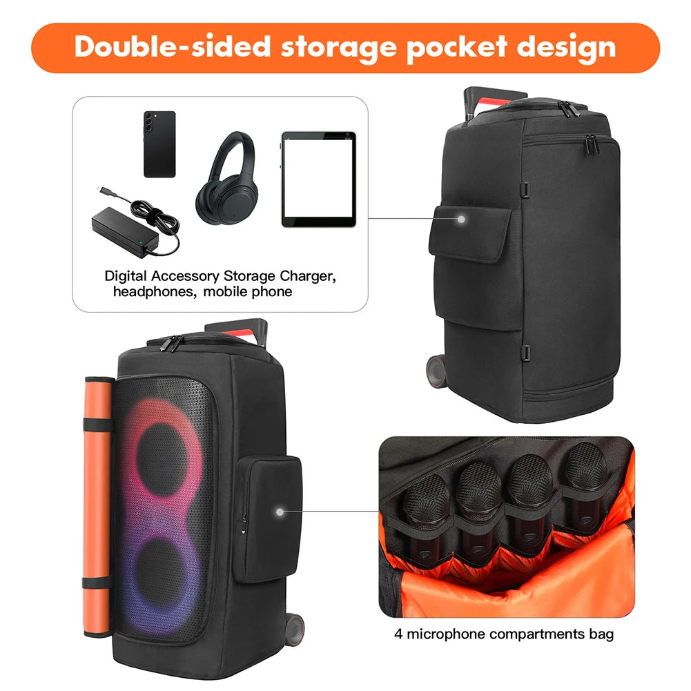 Padded Speaker Protective Cover Case Waterproof Double-Sided Speaker Storage Bag for JBL PARTYBOX 1000/710/520/320/310/120/110