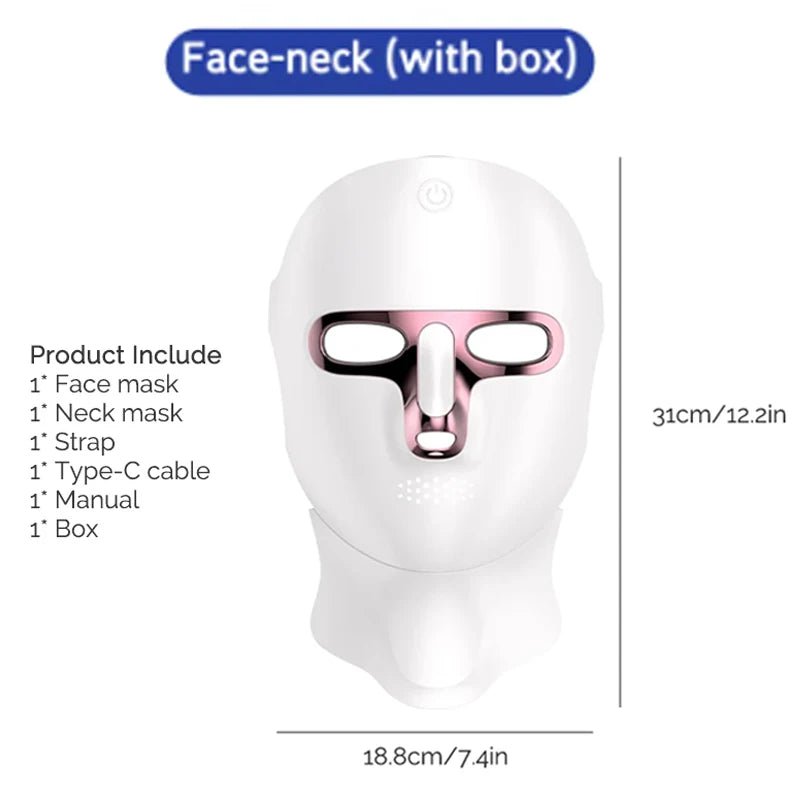 7 Colors LED Face Neck Mask Rechargeable LED Photon Beauty Mask Machine Facial Lifting Skin Care Tool