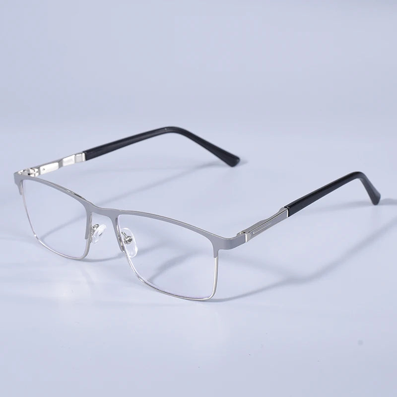 Anti Blue Light Men Reading Glasses Metal Full Frame Business Eyeglasses For Men Square Double Color Reading Eyewear +100+150