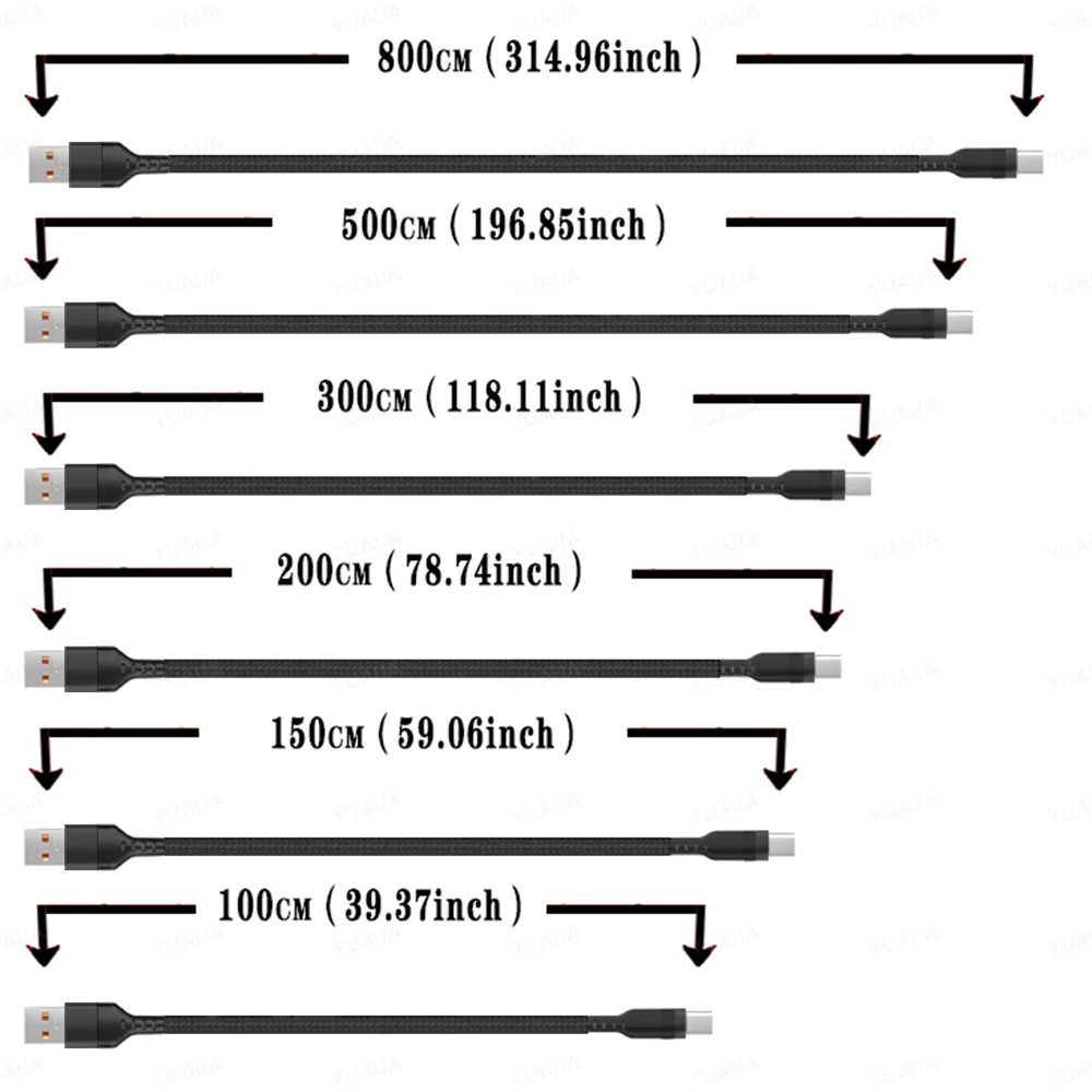 Câble de charge rapide micro USB Android type C étendu 2M 3M 5 mètres pour Huawei Xiaomi Vivo Oppo et Leeco