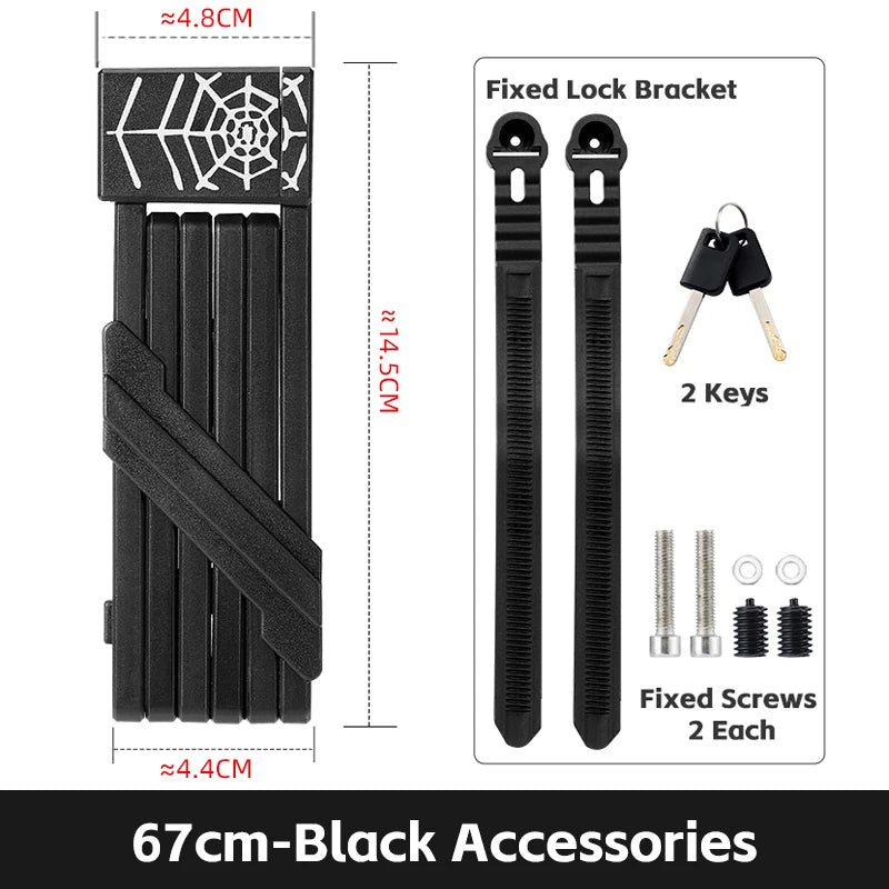 WEST BIKING Bike Foldable Lock Anti-theft Electric E-Bike Chain Padlock Motorcycle Safety Portable Locks Bicycle Accessories