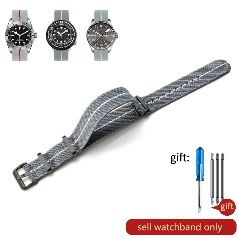 60's French Army Watch Strap for Nylon Watchband for Rolex Seiko Tudor Rolex Black Green Water Ghost Omega Woven Watch Band