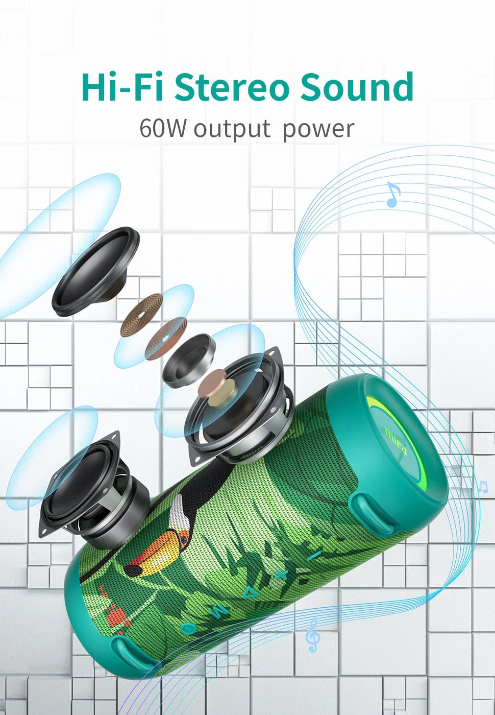 MIFA 60W Wireless Bluetooth Speaker, Class-D Power Amp, Super Bass, Rugged Portable Speaker for Camping, Party, Travel & Indoor