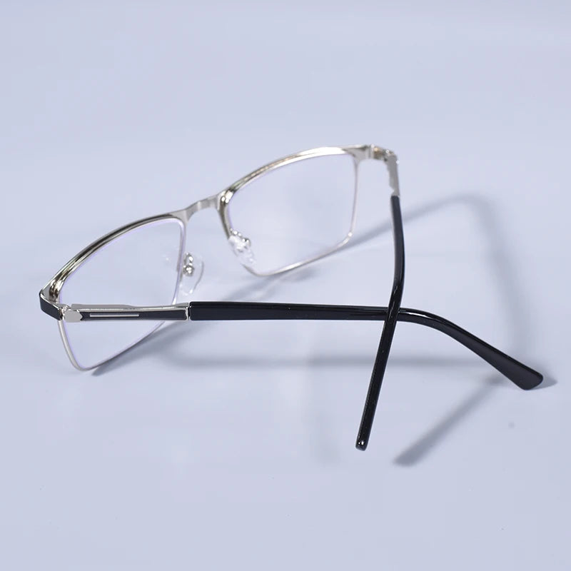Fashion Large Frame Square Reading Glasses Double Color Prescription Eyeglasses For Men With Spring Hinge +125+175+225+275
