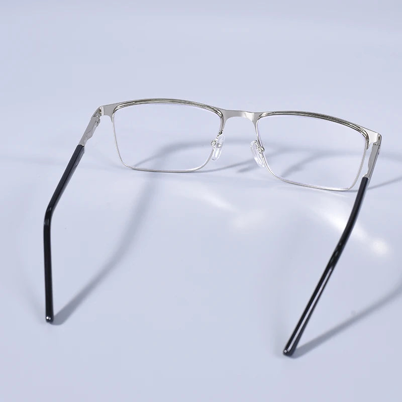 Anti Blue Light Men Reading Glasses Metal Full Frame Business Eyeglasses For Men Square Double Color Reading Eyewear +100+150