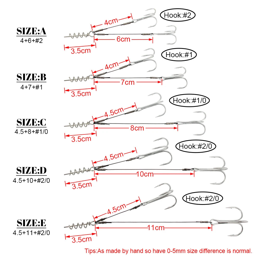 Spinpoler Corkscrew Stinger Rig Hook Double Sharp Treble Pike Bass Fishhook High-Carbon Steel For Soft Lure Fishing Equipment