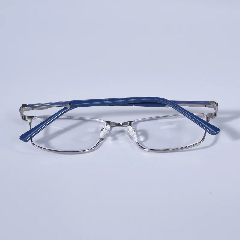 Anti Blue Light Men Reading Glasses Metal Full Frame Business Eyeglasses For Men Square Double Color Reading Eyewear +100+150