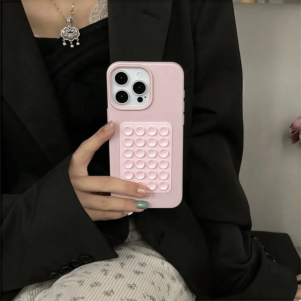 Phone Case For iPhone 17 16 15 Pro Plus 14 13 12 11 Pro Max Shockproof Funda Luxury Fashion 3D Suction Cup Stand Litchi Pattern