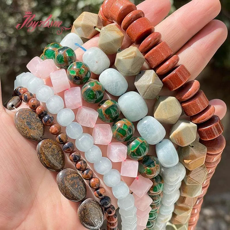 Natural Stone Beads square round jade For Necklace Bracelet Spacer Strand 15" DIY Jewelry Making