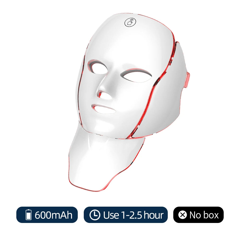7 Colors Photon Facial LED Mask Red Light Therapy Anti Aging Face Neck Beauty Mask Relaxation Treatment Anti-Wrinkle Skin Care