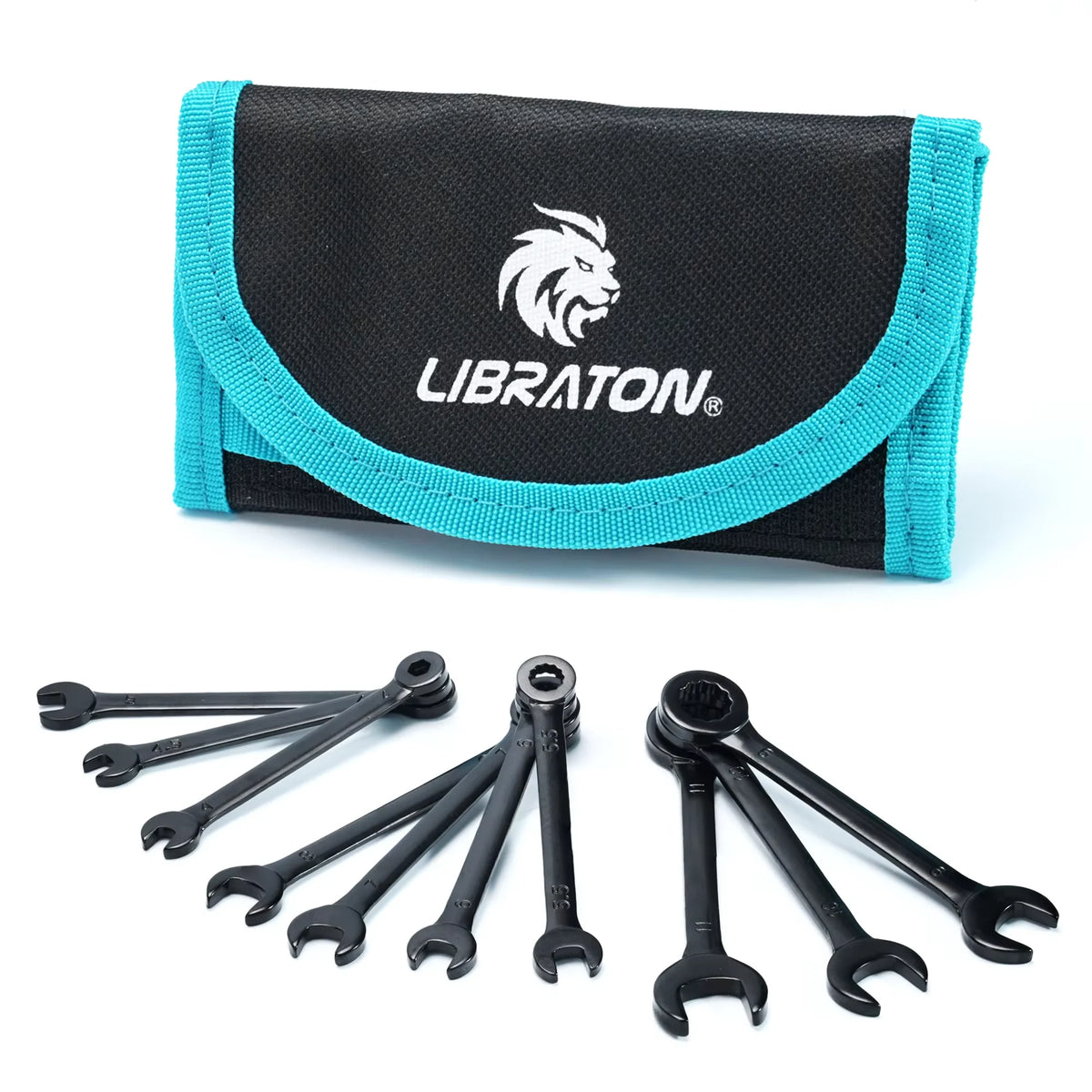 LIBRATON 20PCS Mini Wrench Set Metric 4-11mm & SAE 5/32''-7/16'' Open End and Box End Carbon Steel Lightweight Organizer Pouch