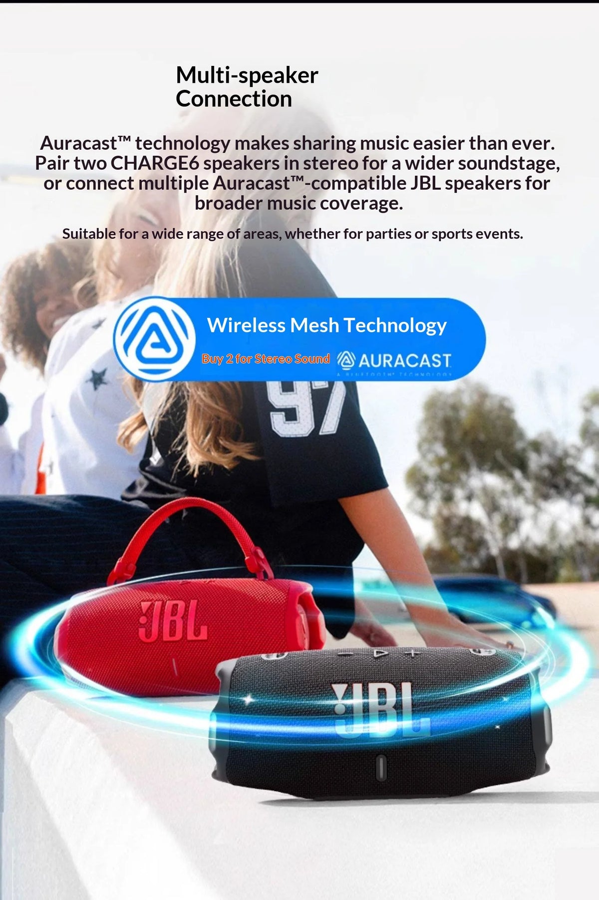 JBL CHARGE6 Portable Bluetooth Speaker IP68 Waterproof Dustproof Wireless Speaker Built-in Powerbank For Outdoor Beach Camping