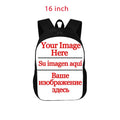 Customize Your Logo / Image / Name Backpack Children School Bags Boys Girls  Black Kindergarten Bag Kids Bookbag Gift