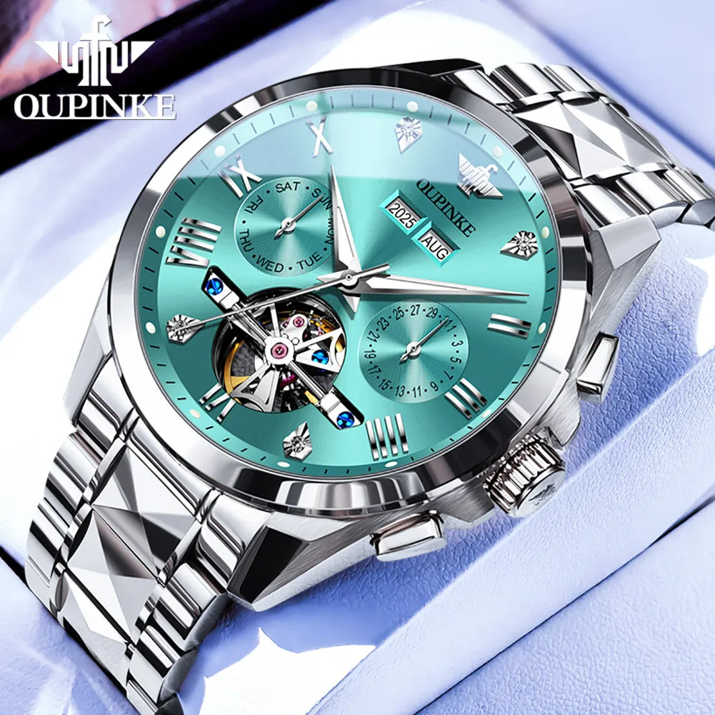 OUPINKE 3240 Tourbillon Men Watch Luxury Original Automatic Mechanical Watch Tungsten Steel Skeleton 44mm Large Dial Men Watch