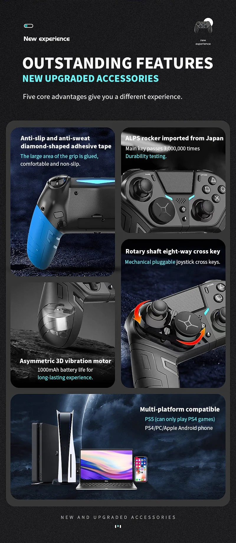 Controller For PS4 PS3 PS Playstation 4 3 PC Control Wireless Bluetooth Mobile Android TV Gamepad Gaming Game Pad Joystick Phone