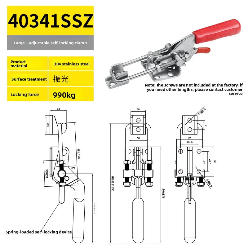 304 Stainless Steel Clamping Fixture Adjustable Locking Clip Hook Clasp Box Clamp Gripping Tool Quick Pressurizer Door Bolt