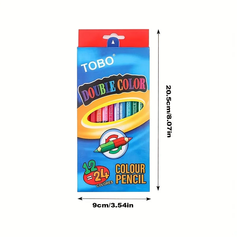 12 Dual-Color Pencils with 24 Colors on Both Ends, Suitable for School Supplies, Art Supplies, Professional Art Drawing Pencils,