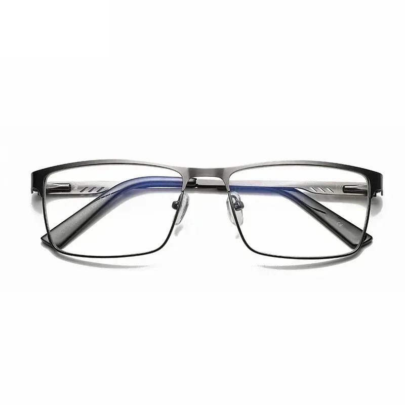 Retro Metal Full Frame Oversize Reading Glasses Men Anti Blue Light Square Presbyopia Eyeglasses +0.75 1.75 2.25 2.75