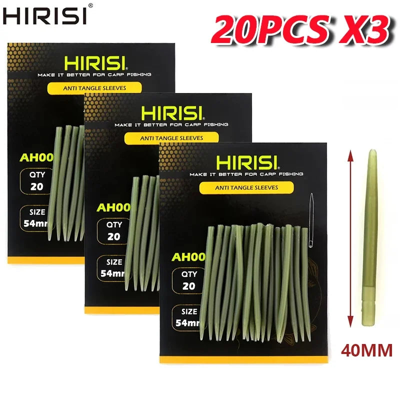HIRISI 20pcs Carp Fishing Anti Tangle Sleeves, Anti Tangle Rig Tubing,Carp Fishing Soft Rubber Spike Tube fishing accessories