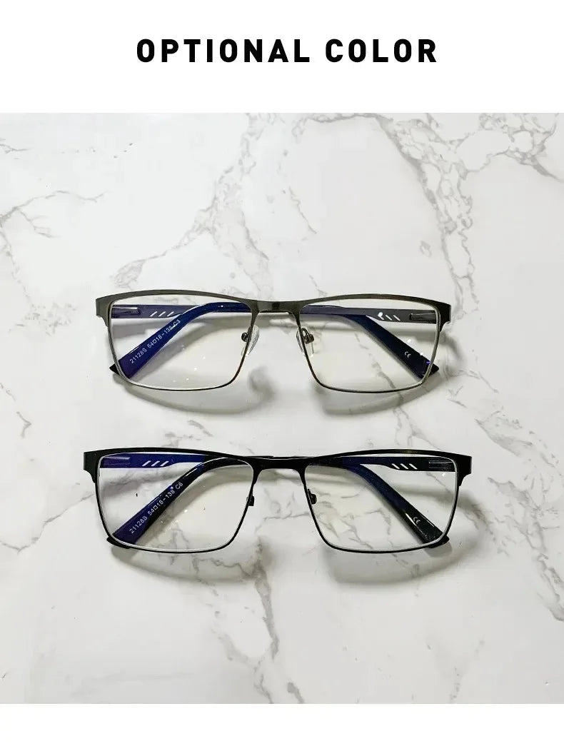Retro Metal Full Frame Oversize Reading Glasses Men Anti Blue Light Square Presbyopia Eyeglasses +0.75 1.75 2.25 2.75
