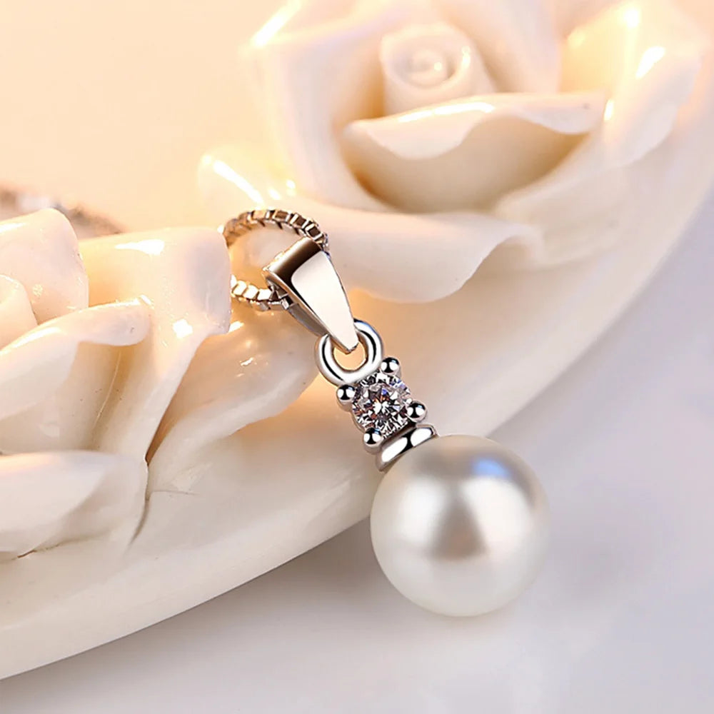 925 Sterling Silver Female Pearl Pendants And Necklaces For Women Fashion Luxury Quality Jewelry  GaaBou Jewellery