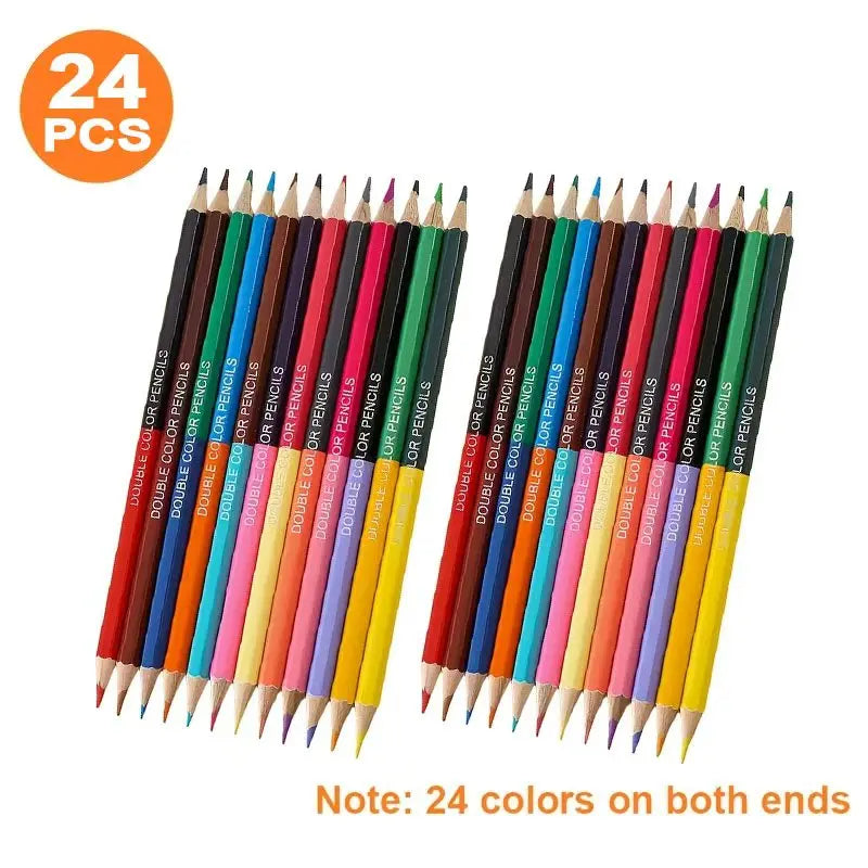 12 Dual-Color Pencils with 24 Colors on Both Ends, Suitable for School Supplies, Art Supplies, Professional Art Drawing Pencils,