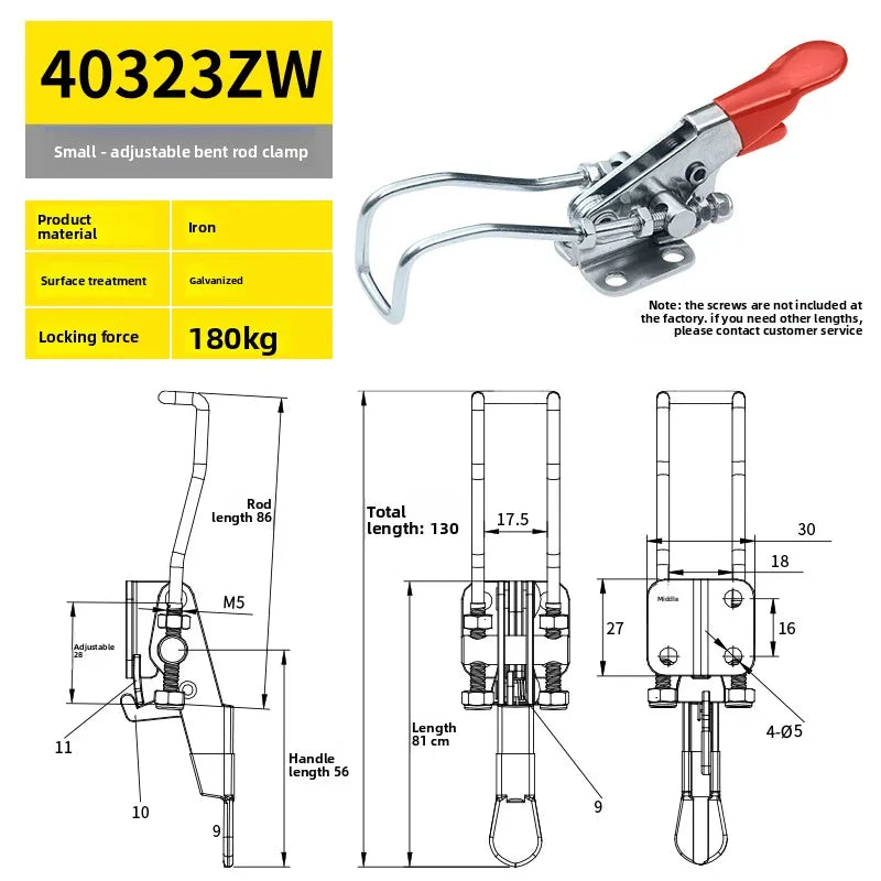 304 Stainless Steel Clamping Fixture Adjustable Locking Clip Hook Clasp Box Clamp Gripping Tool Quick Pressurizer Door Bolt