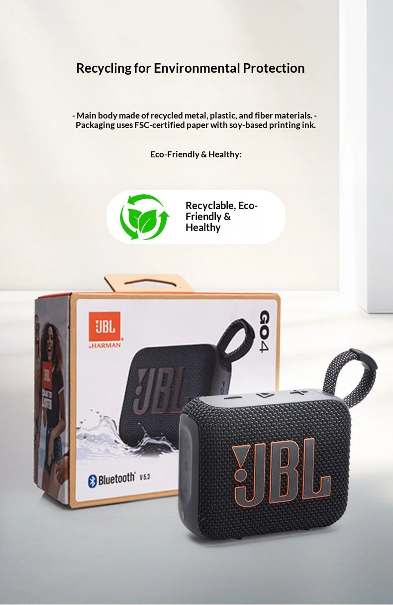 JBL GO4 IP67 Waterproof Bluetooth Speaker Portable Wireless Loudspeaker Compact Build Outdoor Hiking Stereo Audio