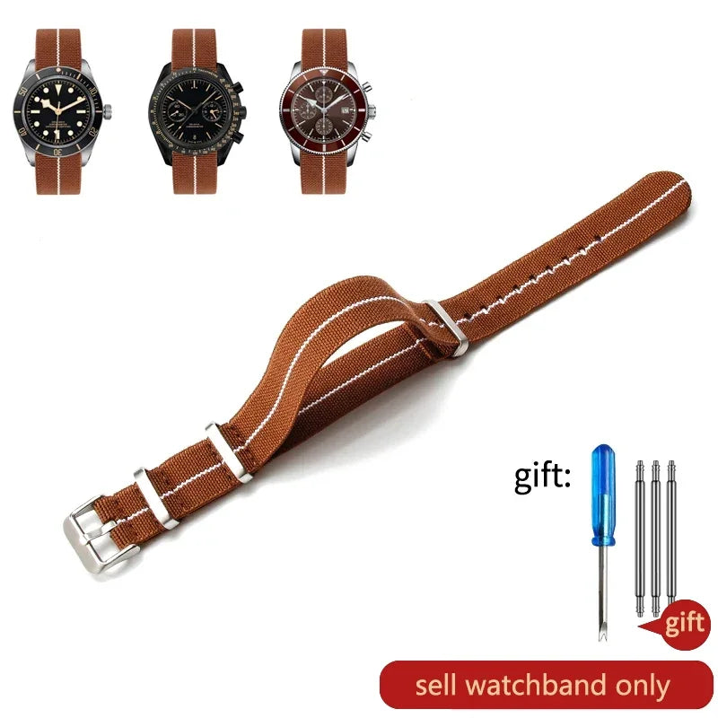 60's French Army Watch Strap for Nylon Watchband for Rolex Seiko Tudor Rolex Black Green Water Ghost Omega Woven Watch Band