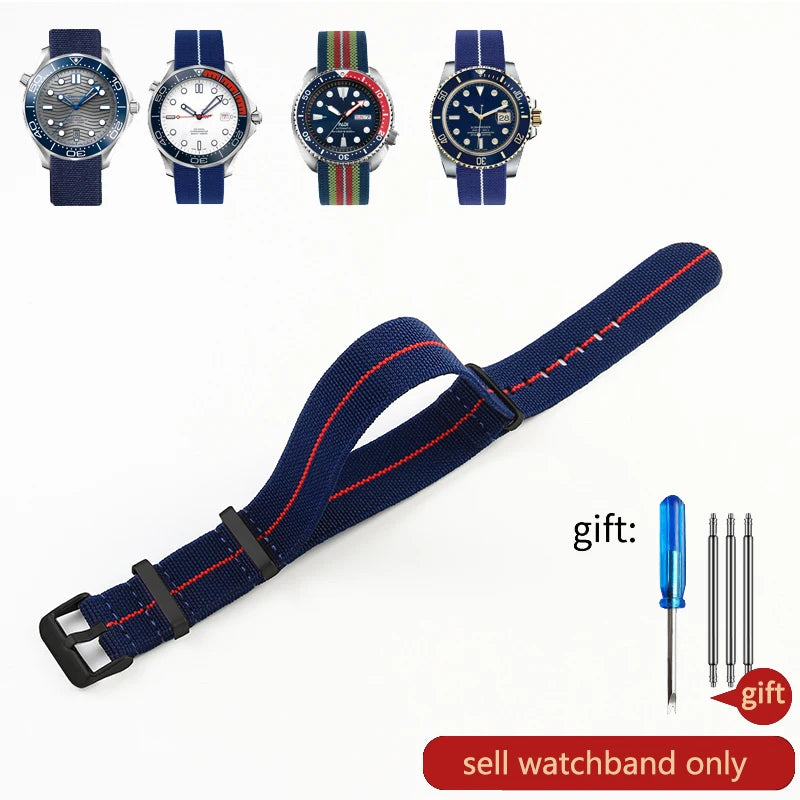 60's French Army Watch Strap for Nylon Watchband for Rolex Seiko Tudor Rolex Black Green Water Ghost Omega Woven Watch Band