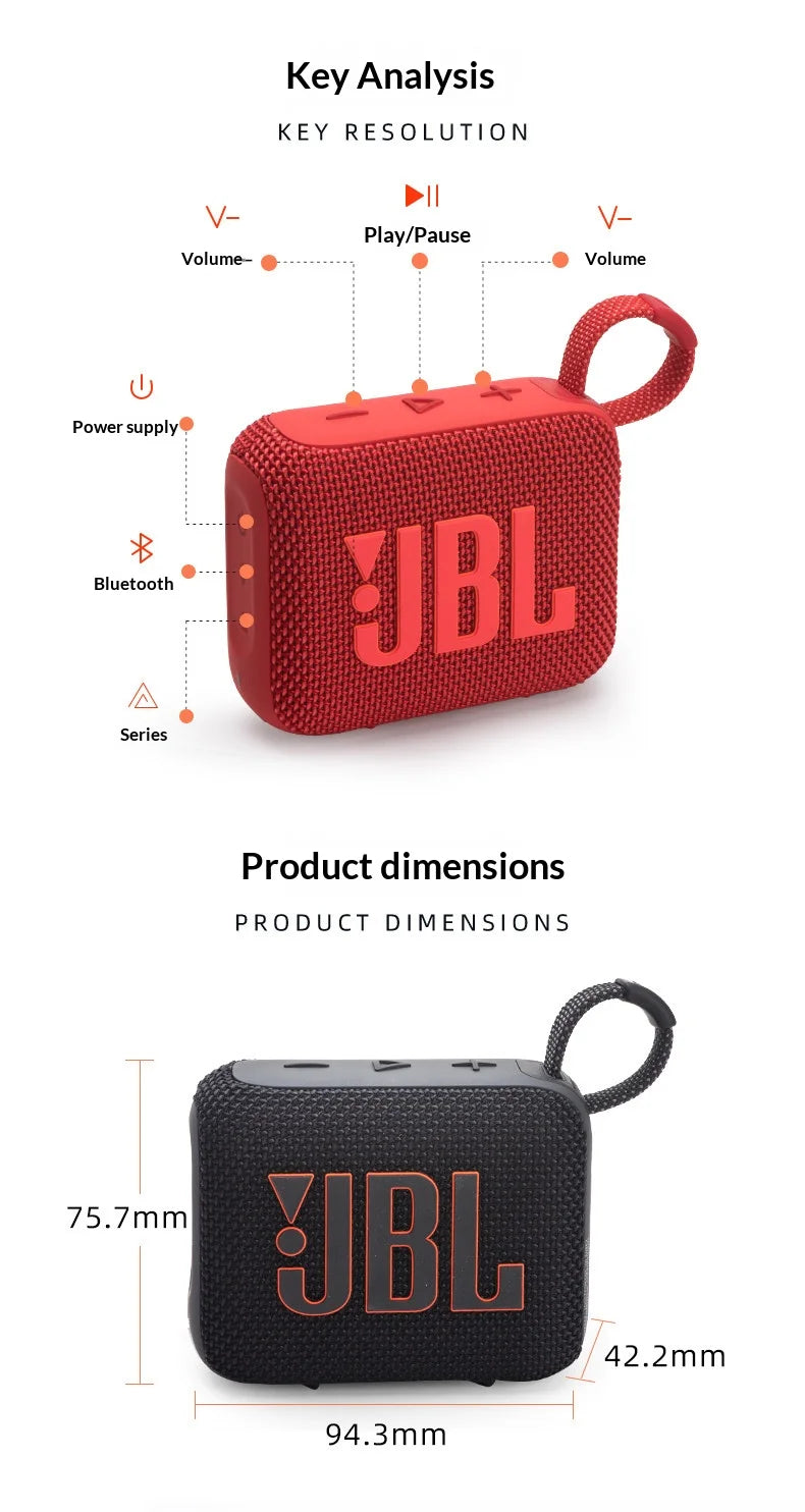 Durable JBL GO4 Portable Bluetooth Speaker, Mini Pocket Wireless Outdoor Speaker, IP67 Waterproof Dustproof Business Travel Spea