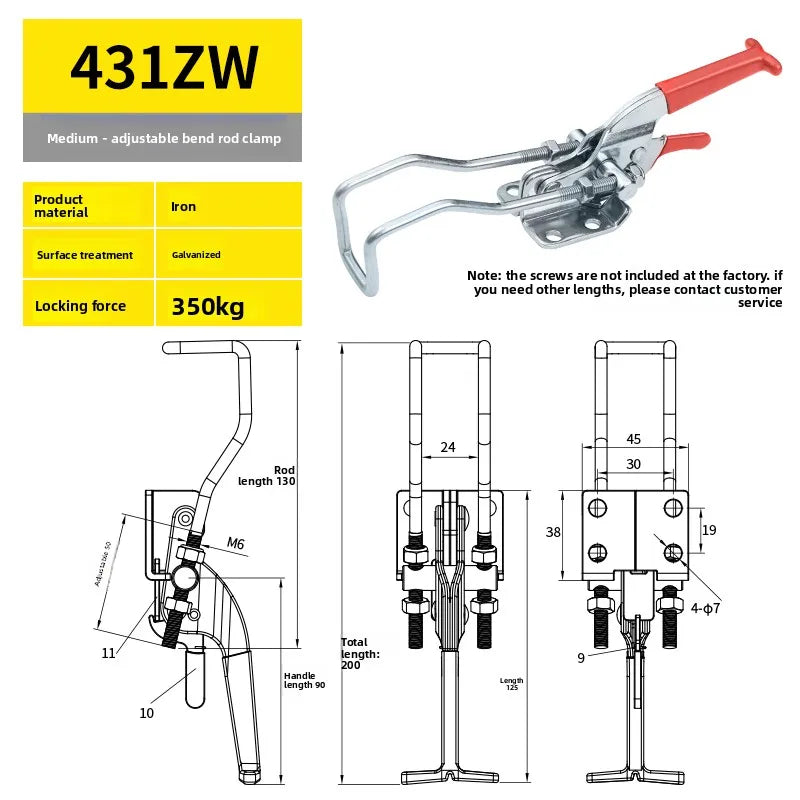 304 Stainless Steel Clamping Fixture Adjustable Locking Clip Hook Clasp Box Clamp Gripping Tool Quick Pressurizer Door Bolt