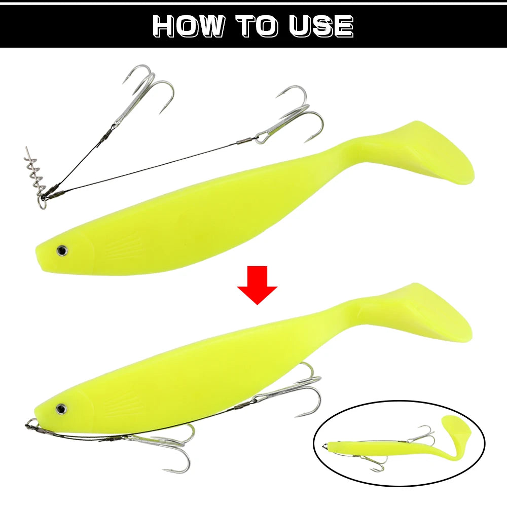 Spinpoler Corkscrew Stinger Rig Hook Double Sharp Treble Pike Bass Fishhook High-Carbon Steel For Soft Lure Fishing Equipment