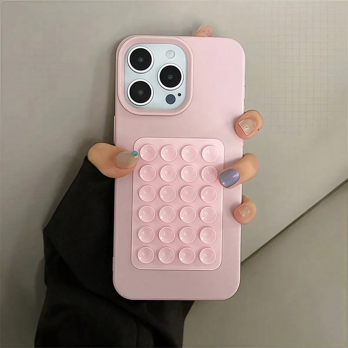 Phone Case For iPhone 17 16 15 Pro Plus 14 13 12 11 Pro Max Shockproof Funda Luxury Fashion 3D Suction Cup Stand Litchi Pattern