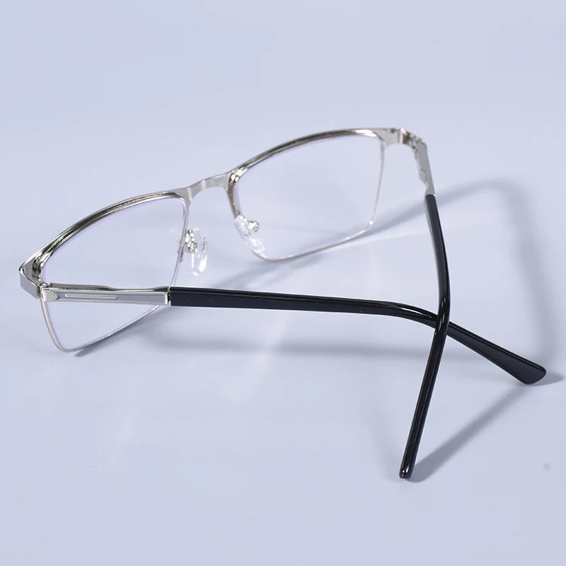 Fashion Large Frame Square Reading Glasses Double Color Prescription Eyeglasses For Men With Spring Hinge +125+175+225+275
