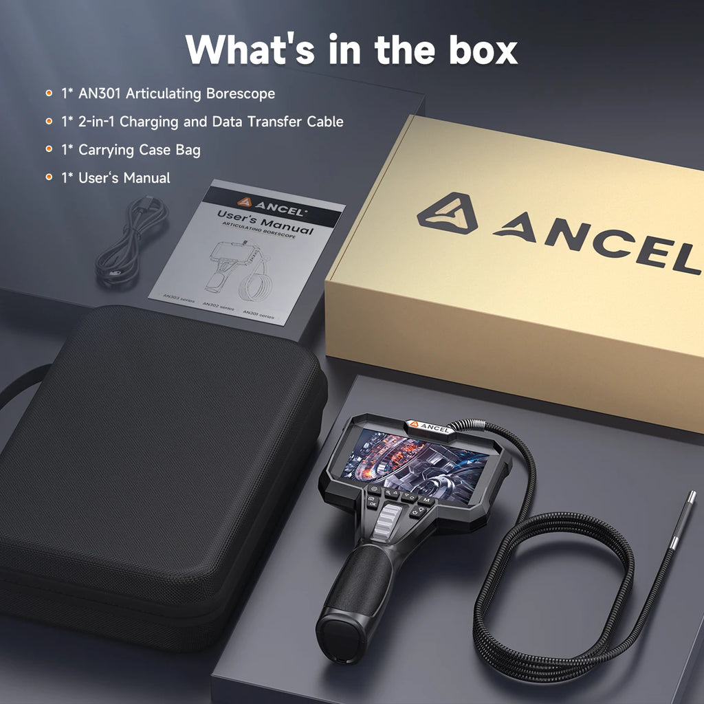 HD1080P Automotive Industrial Endoscope IP67 Waterproof 6.2mm Lens Pipe Sewer Inspection Tools Camera Borescope ANCEL AN301