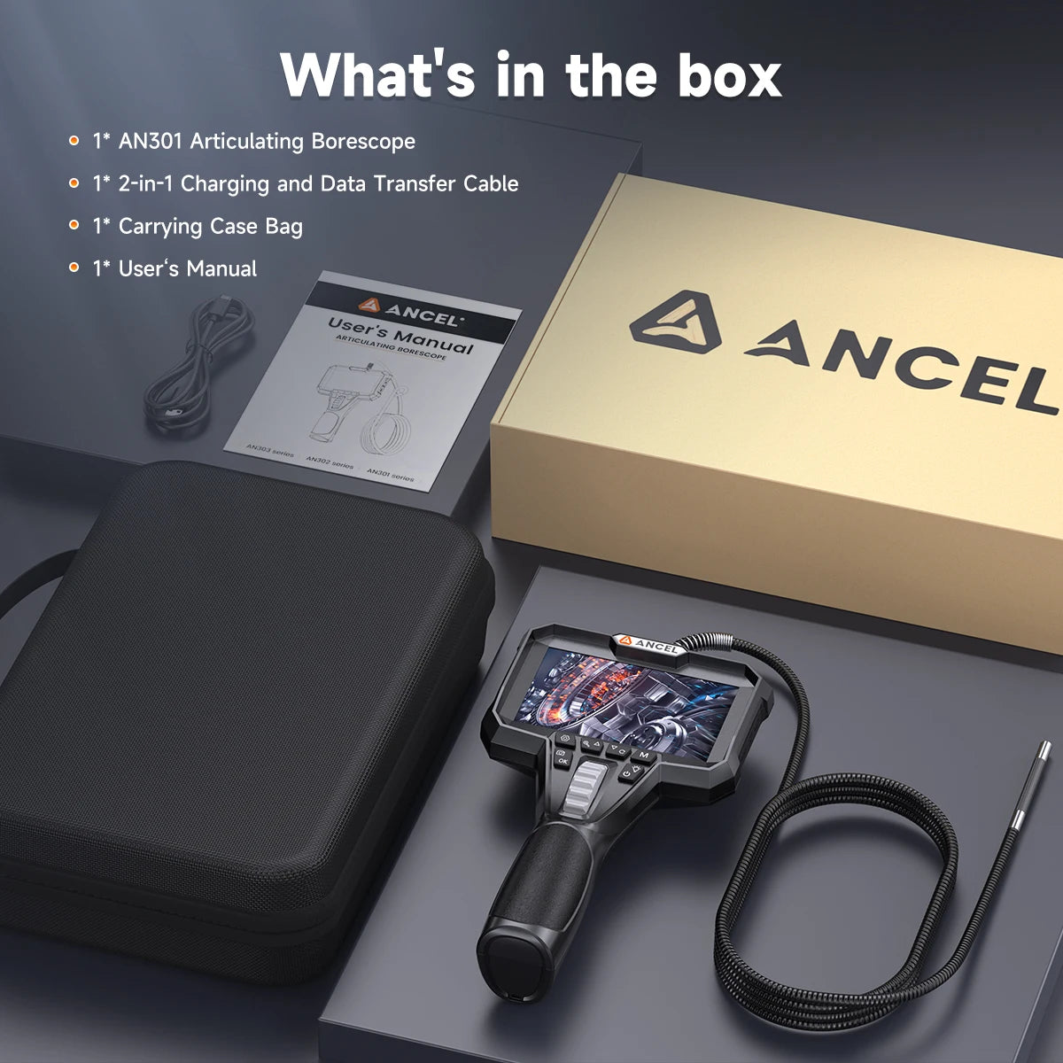 HD1080P Automotive Industrial Endoscope IP67 Waterproof 6.2mm Lens Pipe Sewer Inspection Tools Camera Borescope ANCEL AN301