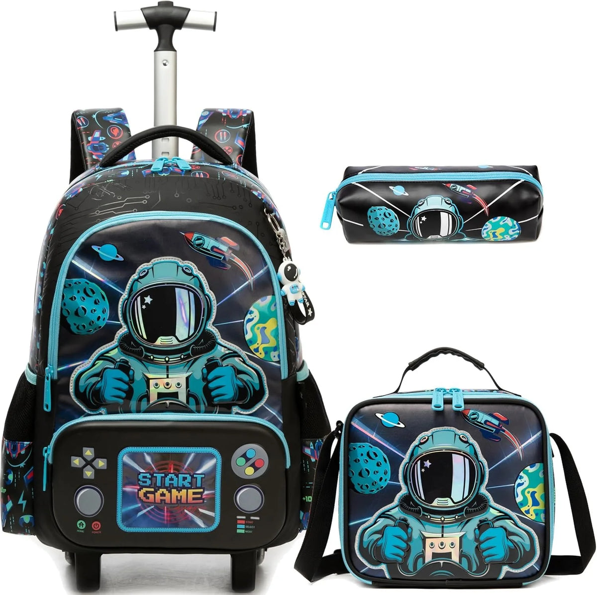 School Backpack for Boy Kids Trolley Bags with Wheels Girls Travel Carry on Backpack Lightweight Bookbag Back to School Supplies