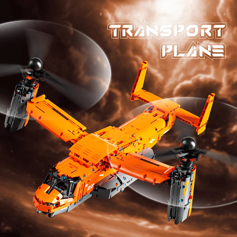High-tech WW2 Technical Osprey Transport Aircraft Building Blocks High-Tech Sets Military Fighter Brick Toys For Birthday Gifts