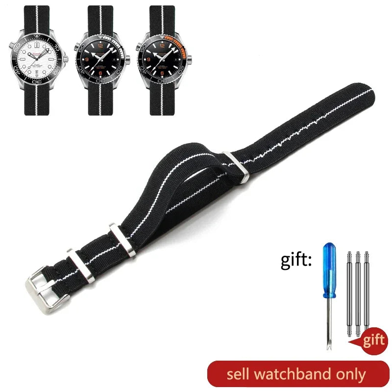 60's French Army Watch Strap for Nylon Watchband for Rolex Seiko Tudor Rolex Black Green Water Ghost Omega Woven Watch Band