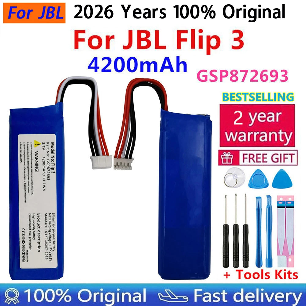 2026 Years 100% Original Speaker Battery For JBL Flip 1 2 3 4 5 6 For JBL Flip4 Flip5 Flip6 GSP872693 01 Battery Fast Shipping