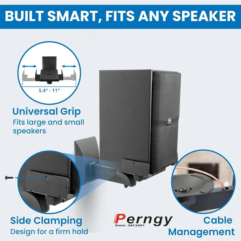 1 Pair=2pcs SW-70 Popular Steel Speaker Wall Mount Bracket Clamp Width Adjustable Rotate All Direction Tilt 25kg Load