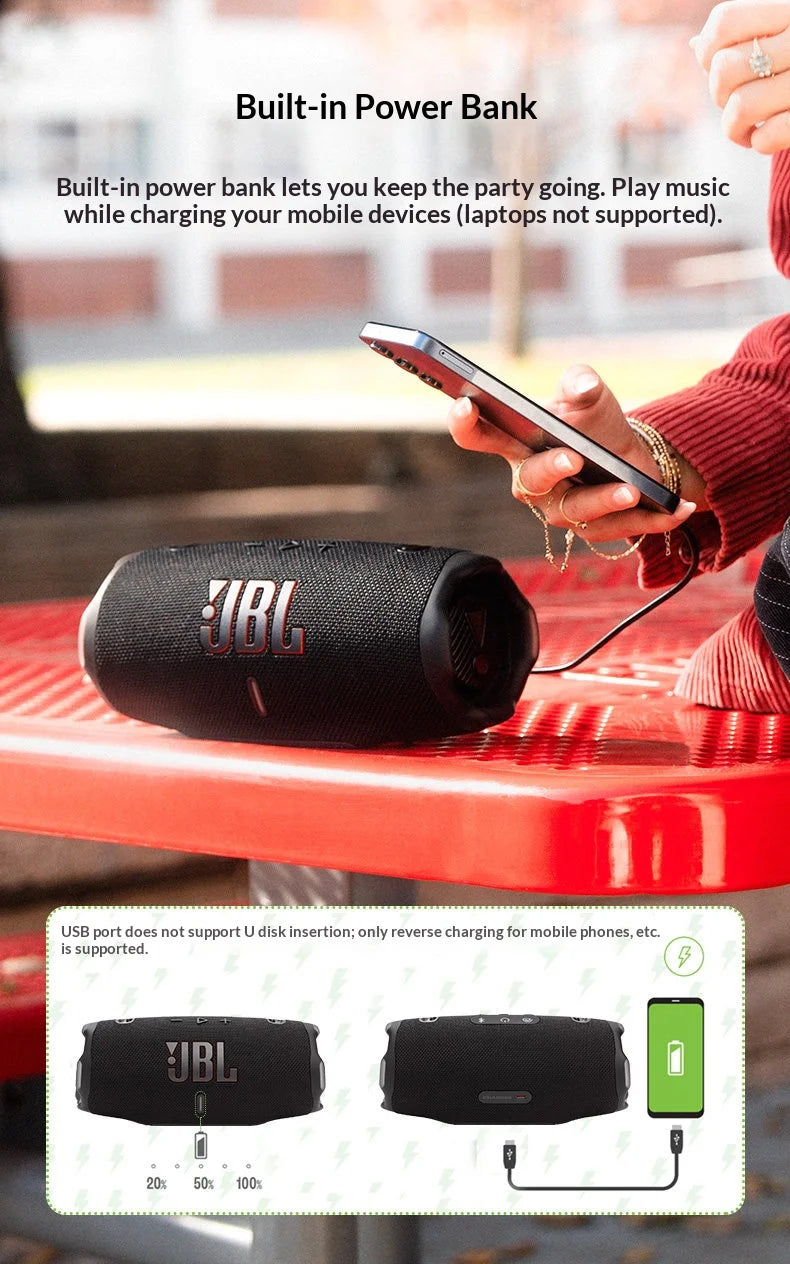 JBL CHARGE6 Portable Bluetooth Speaker IP68 Waterproof Dustproof Wireless Speaker Built-in Powerbank For Outdoor Beach Camping