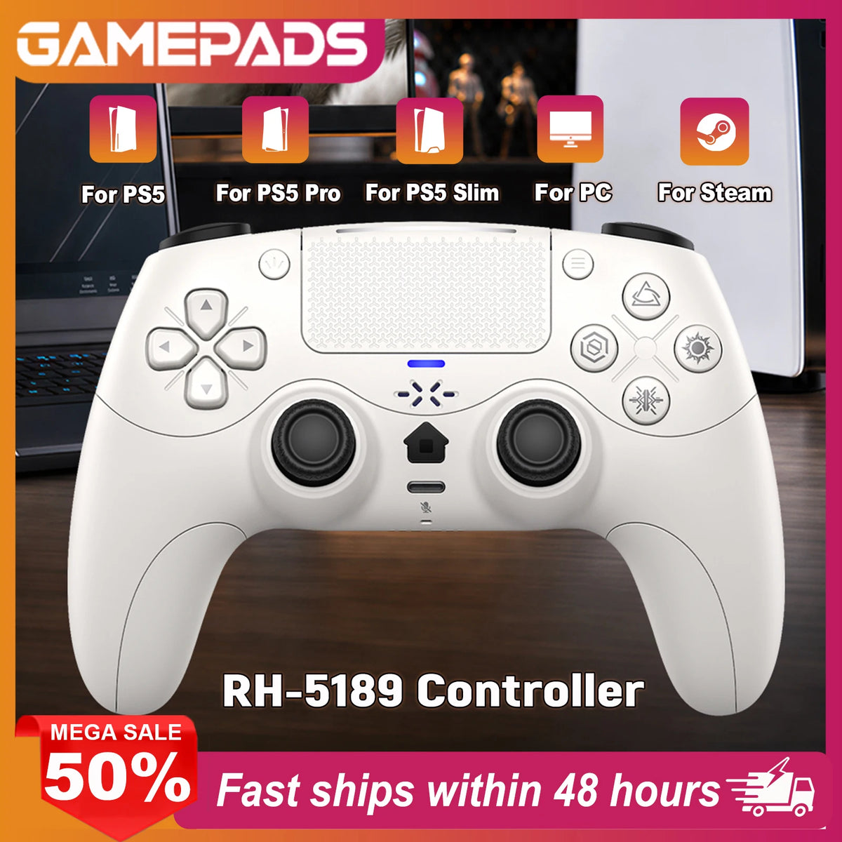 Manette sans fil compatible PS5 avec vibration