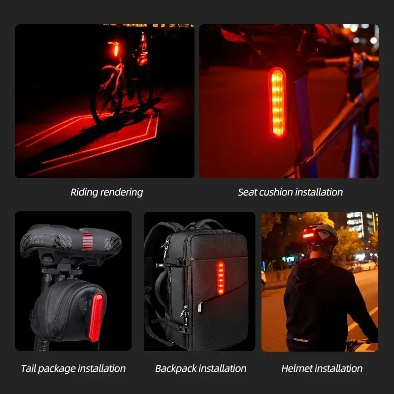 X-TIGER Bicycle Laser Tail Light Intelligent Bicycle Rear Light LED with Auto Brake Sensor Cycling Laser Warning Lights