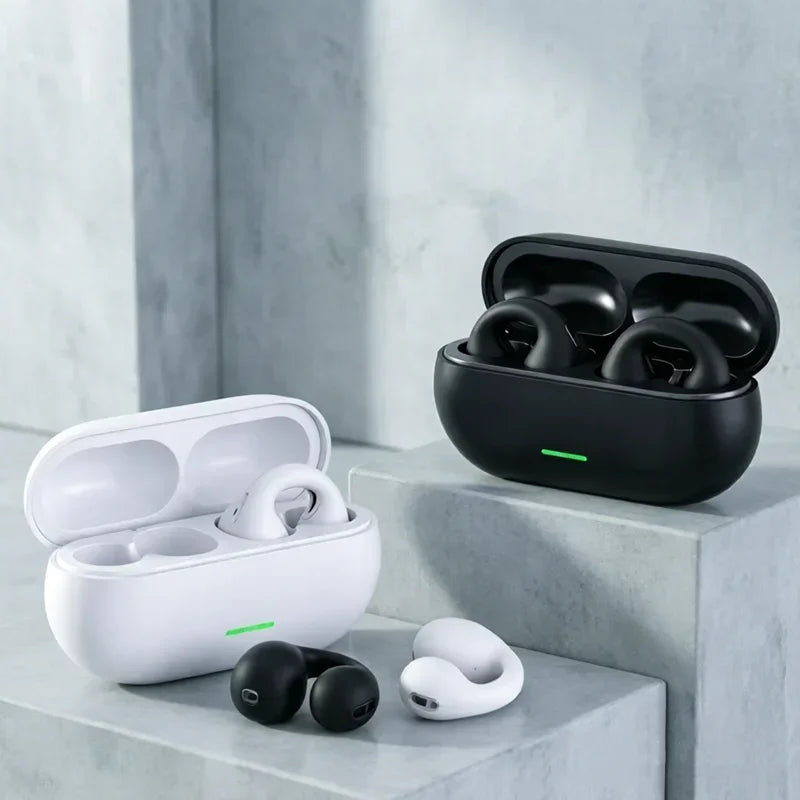 T75 Fone Bluetooth Headset 5.3 Wireless Air Conduction Headphones Clip Ear Music Noise Canceling HD Call Sports Gaming Earphone
